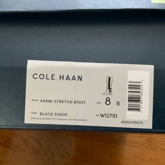 COLE HAAN Avani Stretch Black Suede Leather Over Knee High Heel Riding Boots - Picture 9 of 10